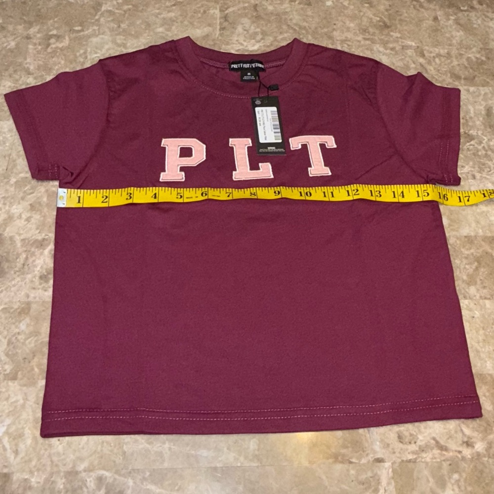 Pretty Little Thing Plum medium M Cotton Fitted Crop T Shirt Women’s - Picture 6 of 8